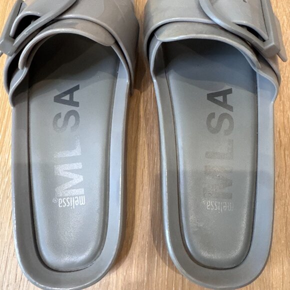 Melissa Beach Slide IV Sandals | Putty Taupe Buckle Slides | Size 6 | Minimalist - Picture 11 of 14